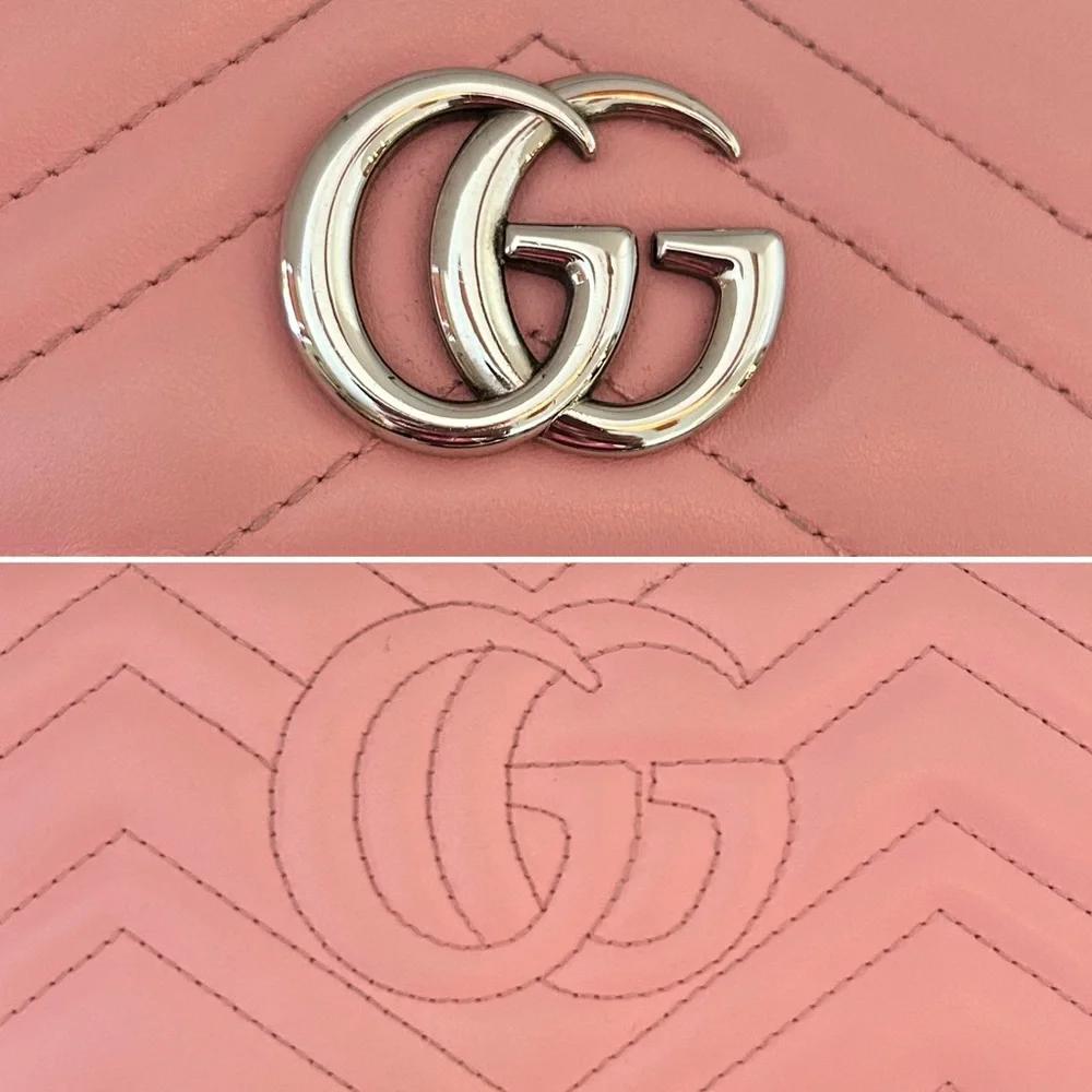 Gucci GG Pink Marmont Wallet w/Chain - Picture 9 of 16